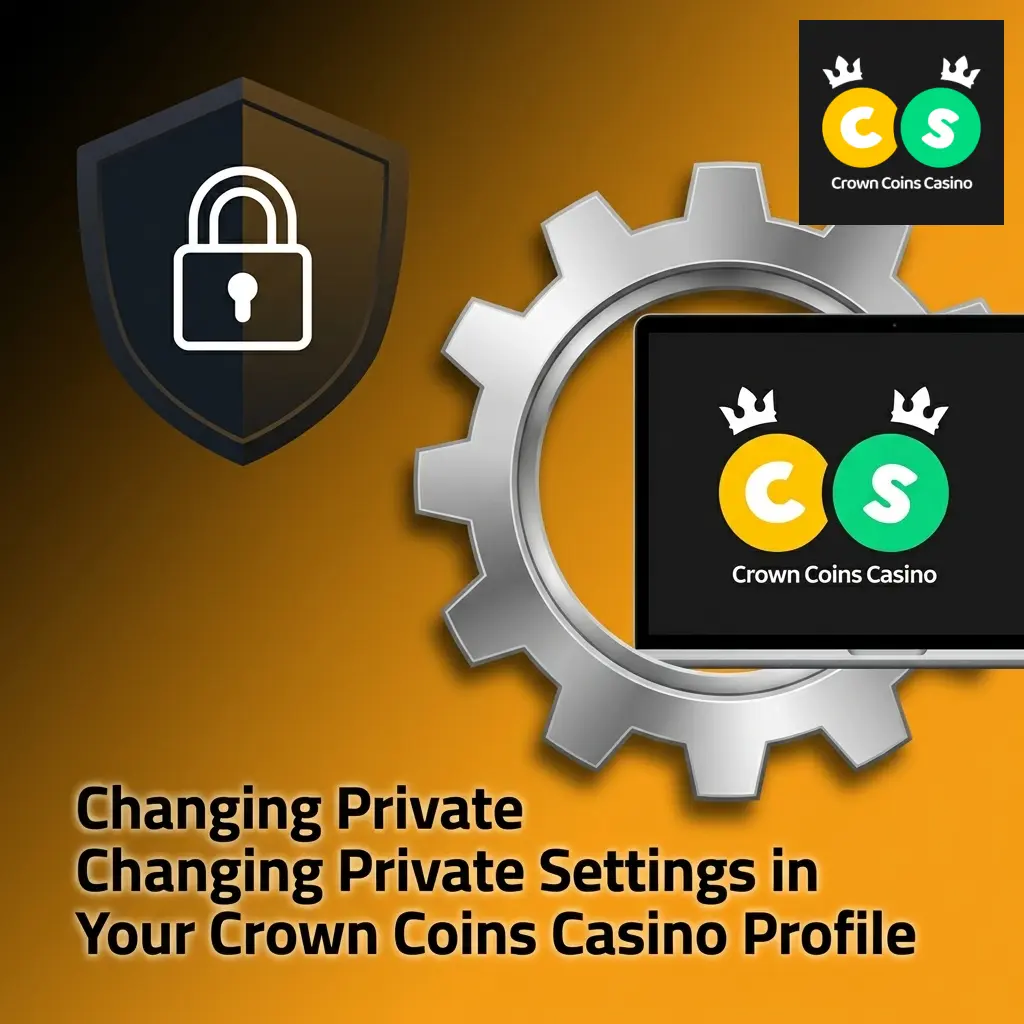 Crown Coins Casino profile settings page showing options to update email, display name, password, and contact details