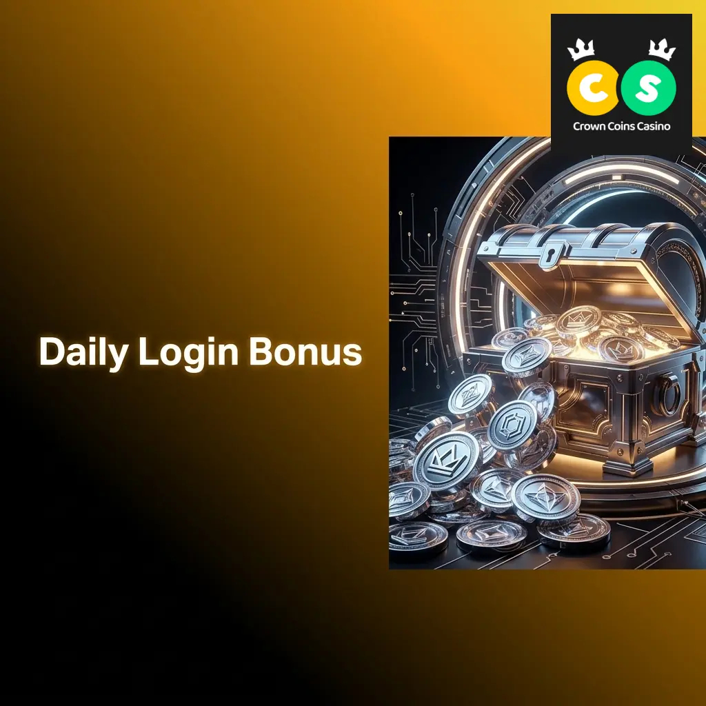 Crown Coins Casino daily login bonus offering free Crown Coins credited automatically with no purchase required