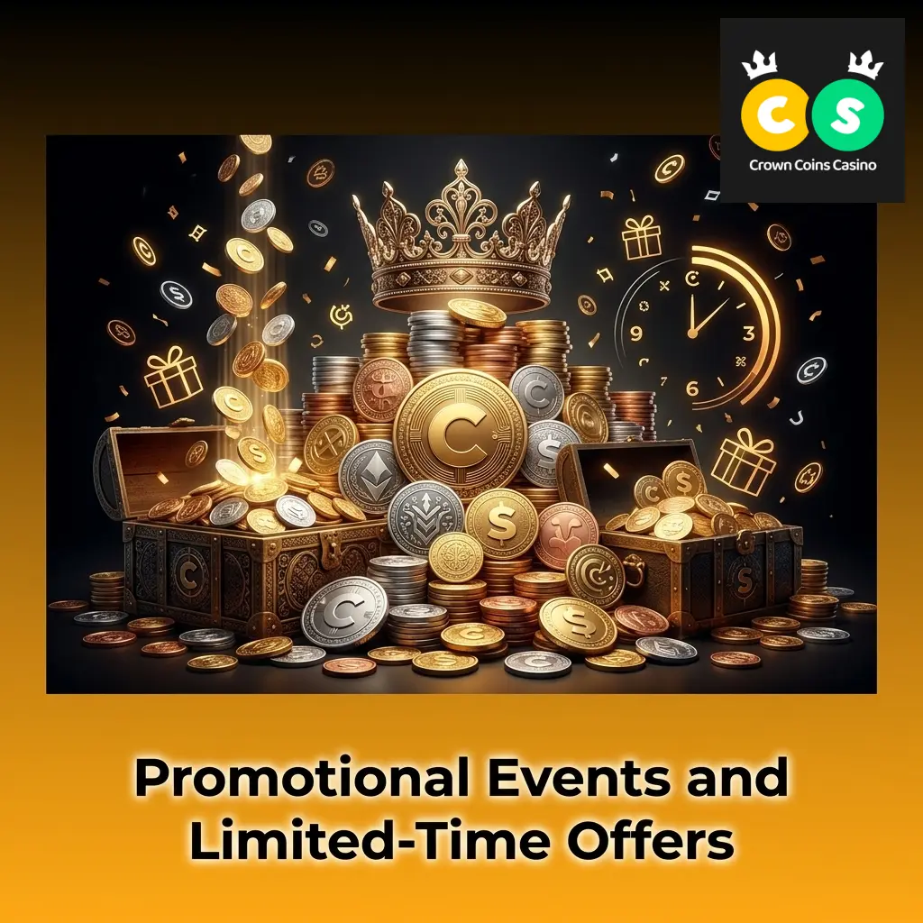 Crown Coins Casino promotional events offering limited-time bonus Crown Coins and Sweeps Coins for registered players