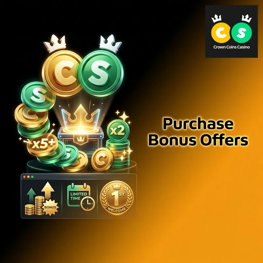 Crown Coins Casino purchase bonus offers bundling Crown Coins with bonus Sweeps Coins for enhanced value per transaction