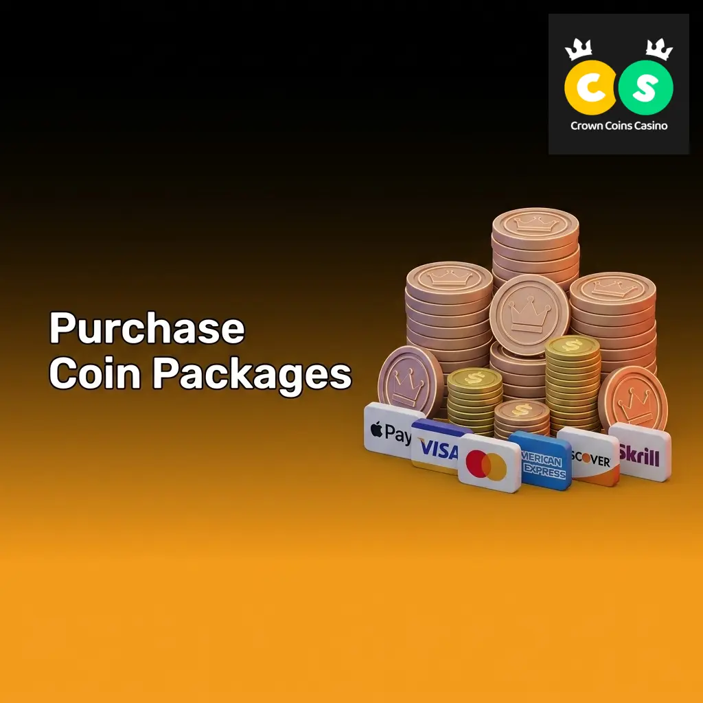 Crown Coins purchase packages table showing Starter, Value, Pro, and Elite packs with bonus Sweeps Coins included