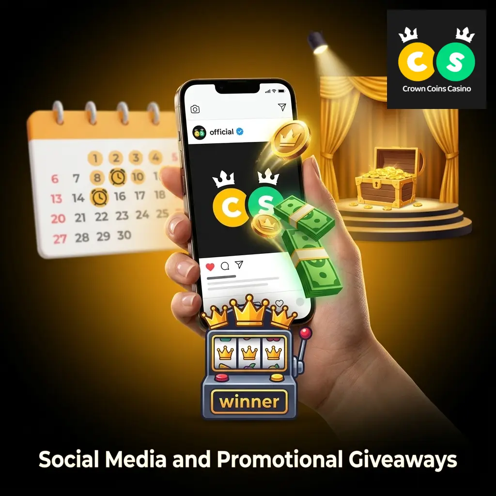Crown Coins Casino social media giveaways on Facebook and Instagram offering free Crown Coins and Sweeps Coins prizes