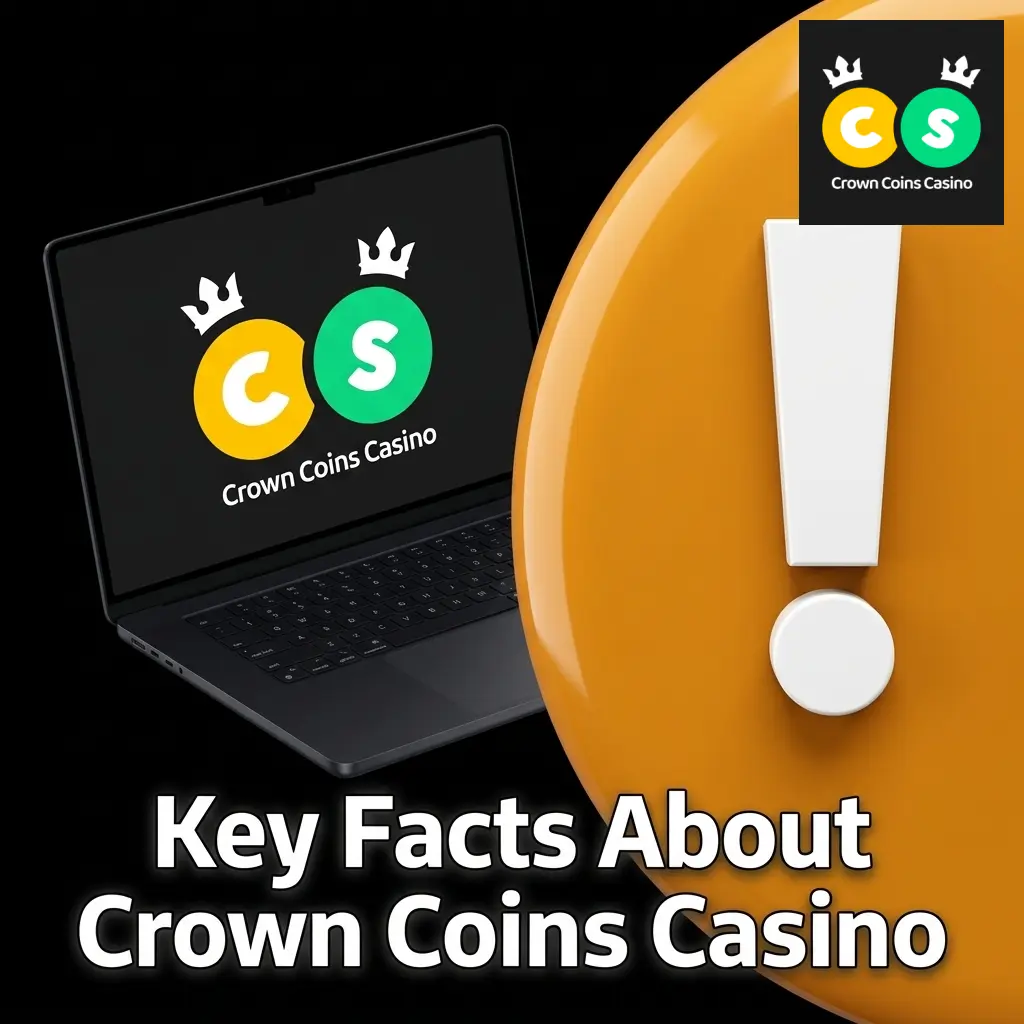 Crown Coins Casino key facts table showing payment methods, bonuses, game types, and support details for US players