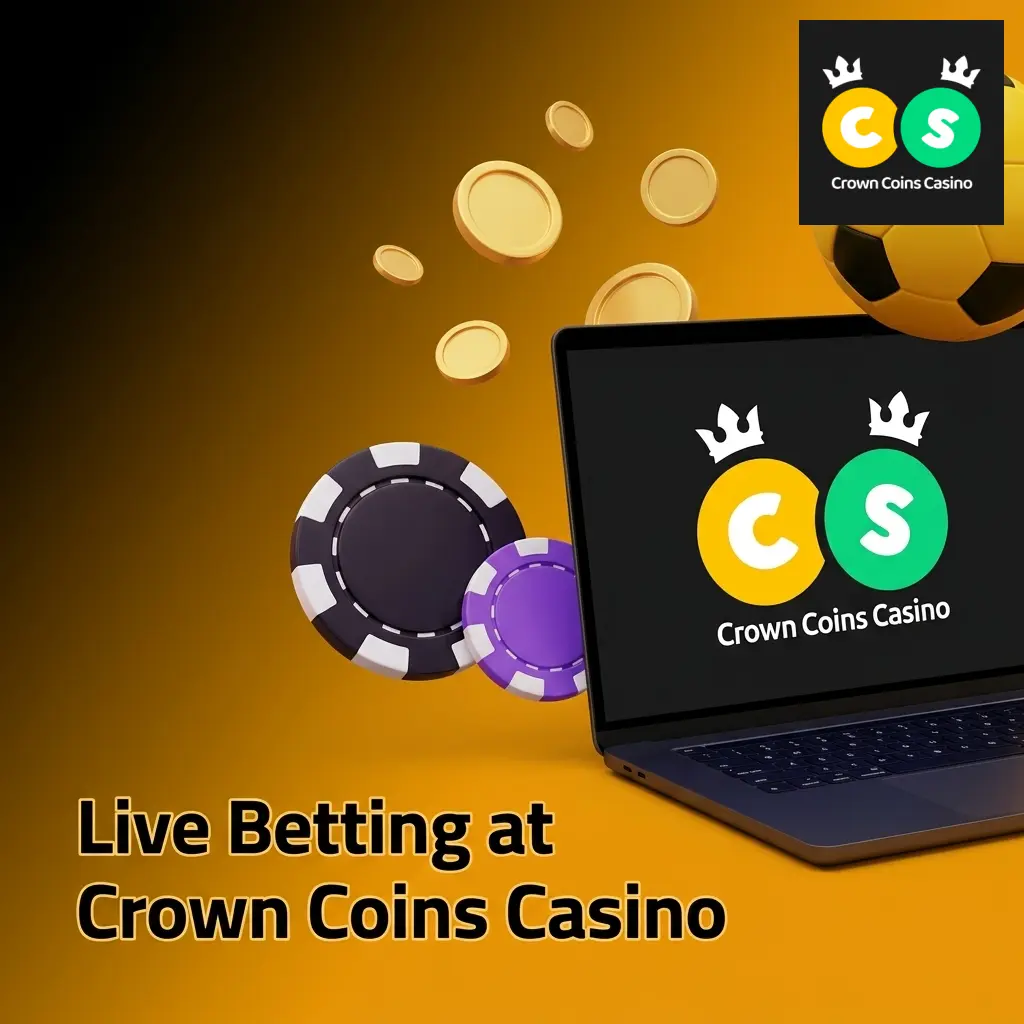 Crown Coins Casino live betting interface with real-time odds, stats panel, cash out, and in-play markets across sports
