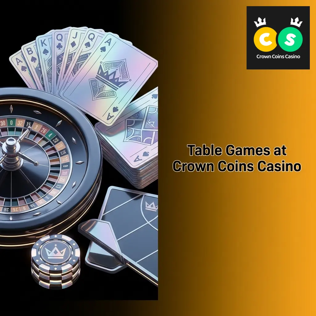Crown Coins Casino table games including blackjack, roulette, baccarat, and poker variants powered by top providers